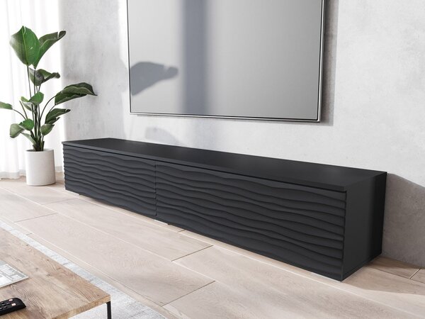 TV stolek/skříňka Dlone 180 MDF, Barva: czarny / czarna fala, Osvětlení: bez osvětlení 5903211316906