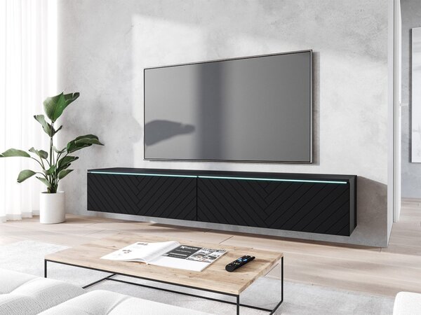 TV stolek/skříňka Dlone 180 MDF, Barva: czarny / czarna fala, Osvětlení: bez osvětlení 5903211316906