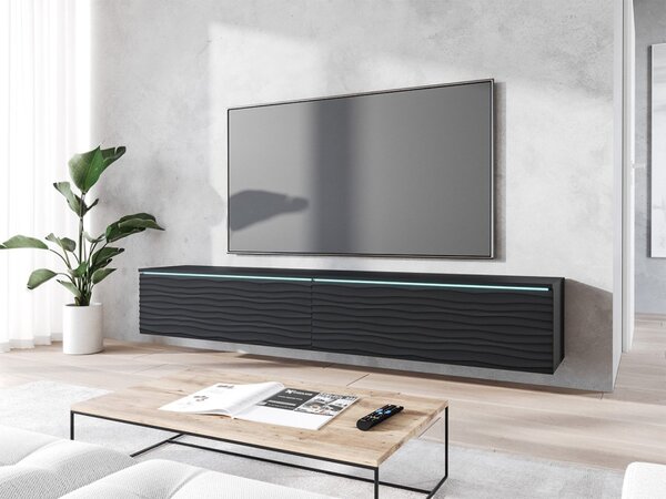 TV stolek/skříňka Dlone 180 MDF, Barva: czarny / czarna fala, Osvětlení: bez osvětlení 5903211316906