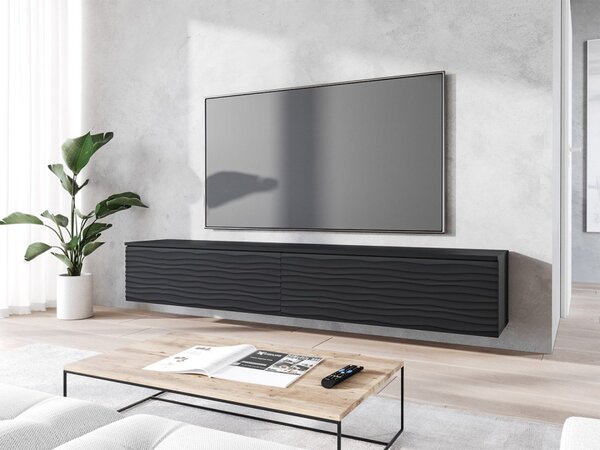 TV stolek/skříňka Dlone 180 MDF, Barva: czarny / czarna fala, Osvětlení: bez osvětlení 5903211316906