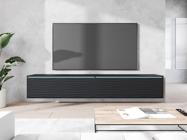 TV stolek/skříňka Dlone 180 MDF, Barva: czarny / czarna fala, Osvětlení: bez osvětlení 5903211316906