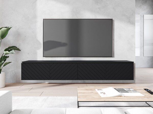 TV stolek/skříňka Dlone 180 MDF, Barva: czarny / czarna fala, Osvětlení: bez osvětlení 5903211316906
