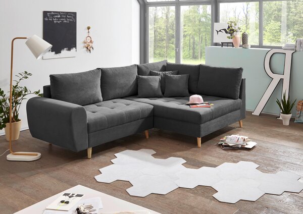 ROHOVÁ SEDAČKA, textil, kompozitní dřevo, antracitová MID.YOU - Sedací soupravy, Online Only