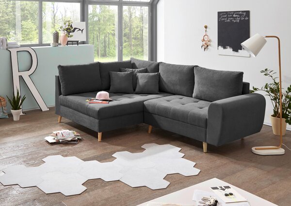 ROHOVÁ SEDAČKA, textil, kompozitní dřevo, antracitová MID.YOU - Sedací soupravy, Online Only
