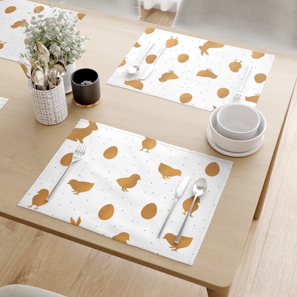 Goldea velikonoční prostírání na stůl z pevné bavlny - zlaté symboly velikonoc - sada 2ks 30 x 40 cm