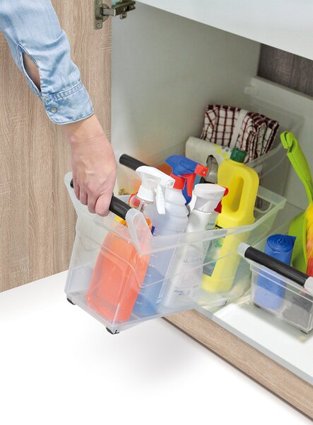 Prosperplast Úložný box, úzký s madlem, systémový NUK 38 x 18 x 26 (vysoký), 14l