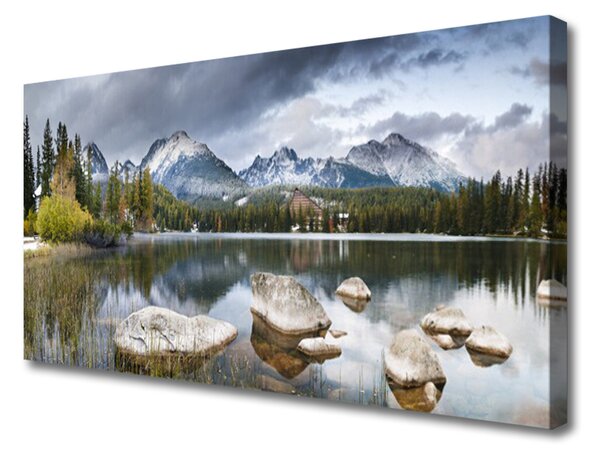 Obraz na plátně Jezero Hory Les Krajina 125x50 cm