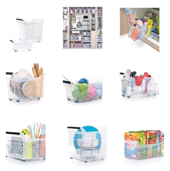 Prosperplast Úložný box, úzký s madlem, systémový NUK 38 x 18 x 26 (vysoký), 14l