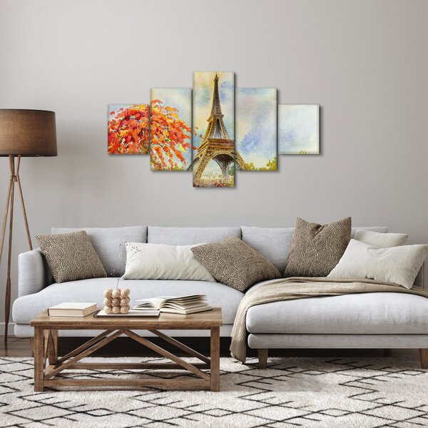 Malovaný obraz Eiffelovy věže (125x70 cm)