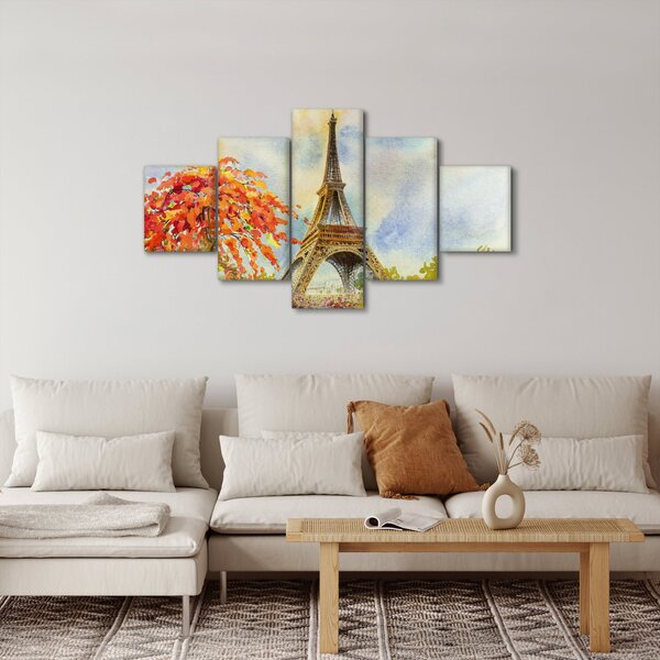 Malovaný obraz Eiffelovy věže (125x70 cm)