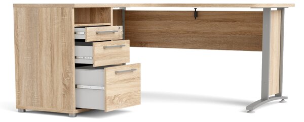Rohový kancelářský stůl Prima 80400/44 dub sonoma/stříbrné nohy - Tvilum