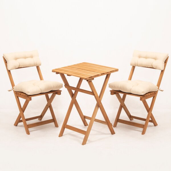Sada zahradního stolu a židlí (3 kusy) Magnus (přírodní + krémová). 1082984