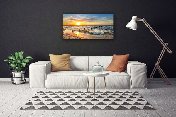 Obraz na plátně Moře Západ Slunce Pláž 125x50 cm
