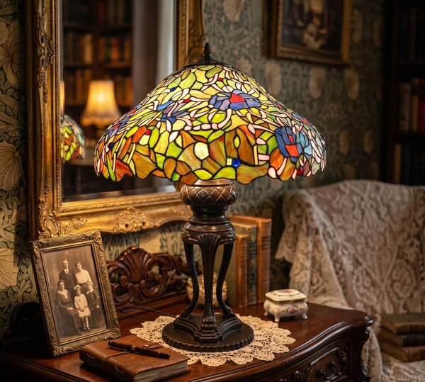 Stolní lampa Tiffany Emmie – Ø 57*83 cm E27/max 3*40W - Clayre & Eef