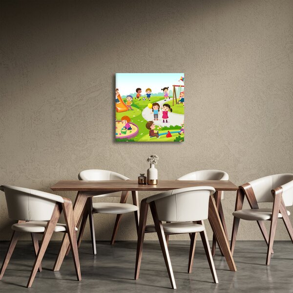 Obraz dětských radovánek na pískovišti (30x30 cm)