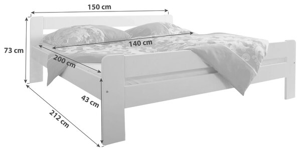 POSTEL, 140/200 cm bílá MID.YOU - Jednolůžkové postele, Online Only