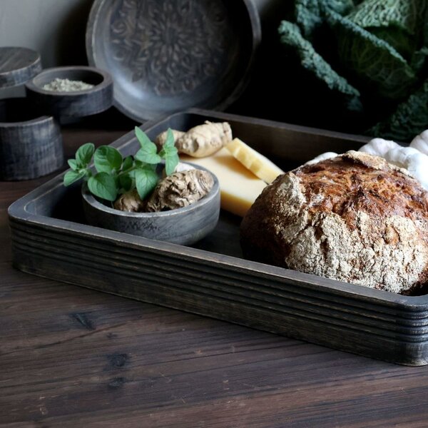 Granitový antik dřevěný servírovací podnos s uchy Tours Tray - 30*40 cm - Chic Antique