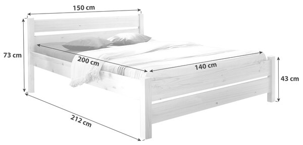 POSTEL, 140/200 cm barvy borovice MID.YOU - Jednolůžkové postele, Online Only