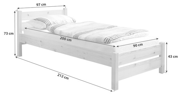 POSTEL, 90/200 cm barvy borovice MID.YOU - Jednolůžkové postele, Online Only