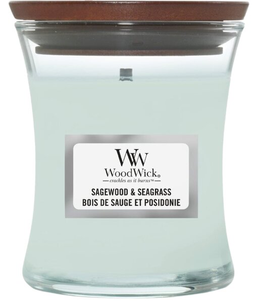 WoodWick Střední vonná svíčka WoodWick, Sagewood & Seagrass