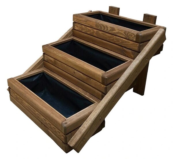 Dřevěný zahradní květináč Aksamit KASKÁDA, teak