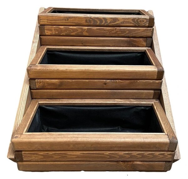 Dřevěný zahradní květináč Aksamit KASKÁDA, teak
