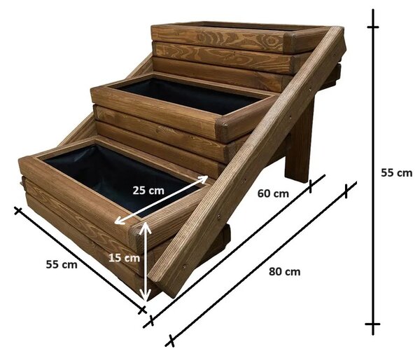 Dřevěný zahradní květináč Aksamit KASKÁDA, teak