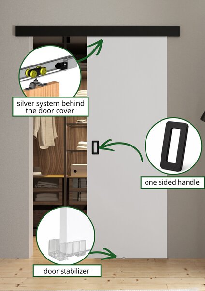 Posuvné dveře s krycí lištou WERDI 70 bílý