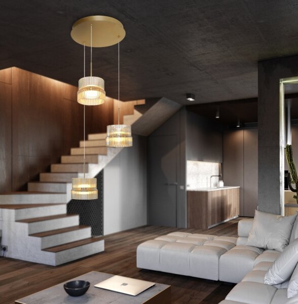 LED Lustr na lanku LUXE LED/34W/230V mosaz