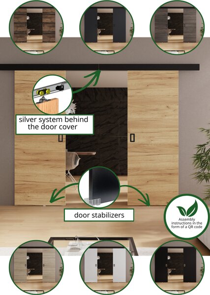 Posuvné dveře s krycí lištou WERDI DUO 152 grafitový
