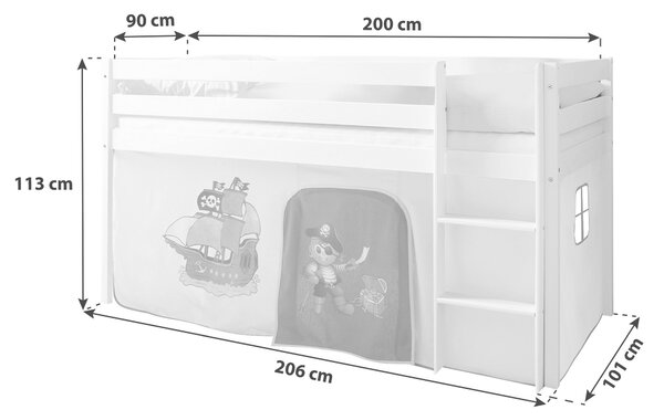 VYSOKÁ POSTEL, 90/200 cm bílá, světle modrá, tmavě modrá MID.YOU - Dětské postele, Online Only