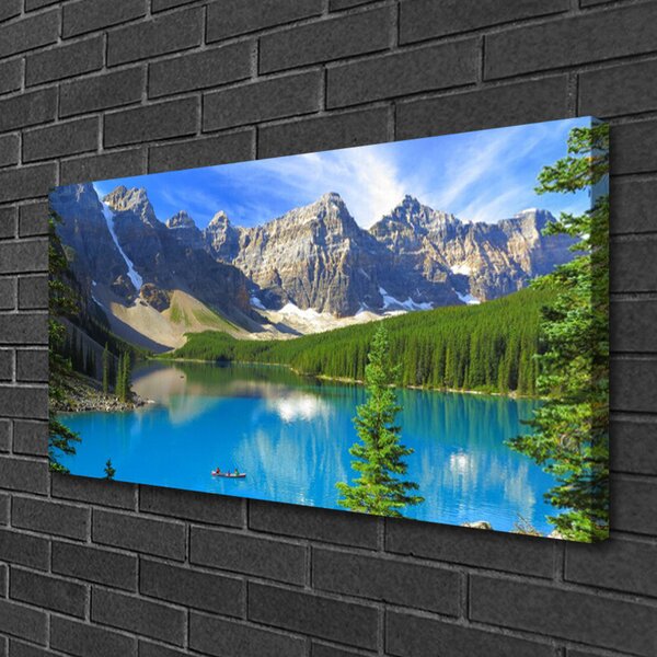 Obraz na plátně Jezero Hora Les Krajina 125x50 cm