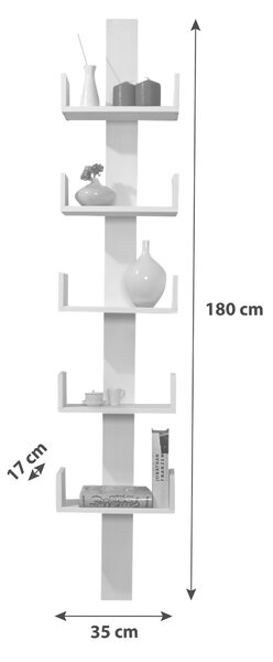 NÁSTĚNNÝ REGÁL, buk, bílá, 35/180/17 cm MID.YOU - Dětské pokoje sestavy, Online Only