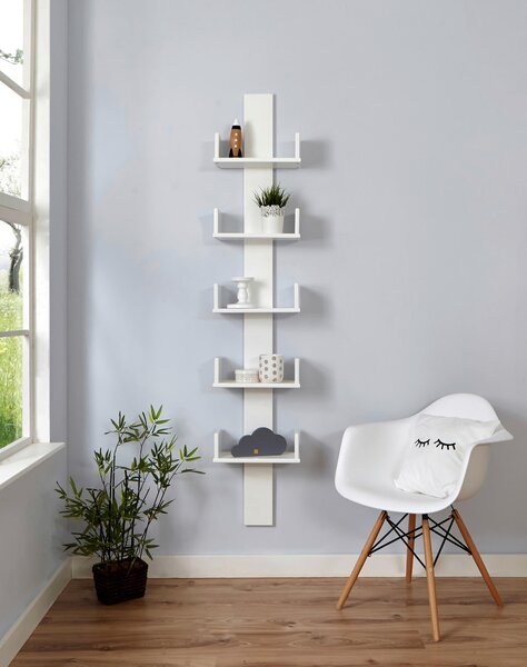 NÁSTĚNNÝ REGÁL, buk, bílá, 35/180/17 cm MID.YOU - Dětské pokoje sestavy, Online Only