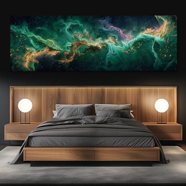 Obraz na plátně - Galaxie Golden Rush FeelHappy.cz Rozměr obrazu (Šířka x Výška): 60 x 20 cm