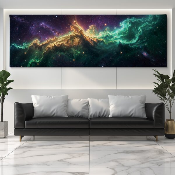 Obraz na plátně - Galaxie Gemierre FeelHappy.cz Rozměr obrazu (Šířka x Výška): 150 x 50 cm