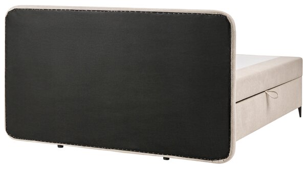 Kontinentální postel s úložným prostorem Tkanina REGENT 160 x 200 cm Světle béžová