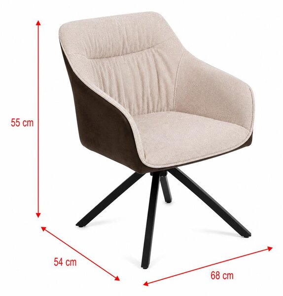 Set - 2 ks Jídelní židle AVENBERG LARO – otočná, béžovo-hnědá