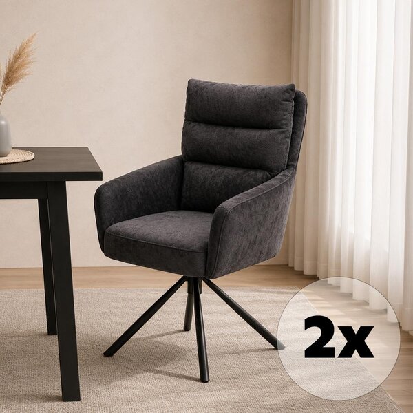 Set - 2 ks Otočná jídelní židle AVENBERG TESSA tm. šedá