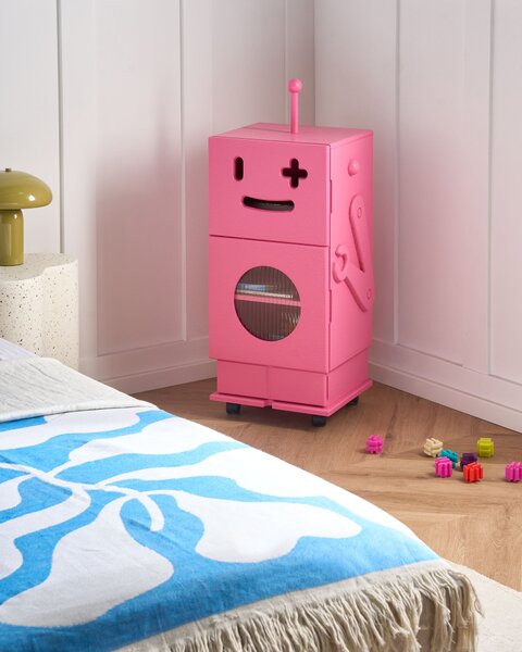 Skříňka EDGAR 89 cm Růžová s koly