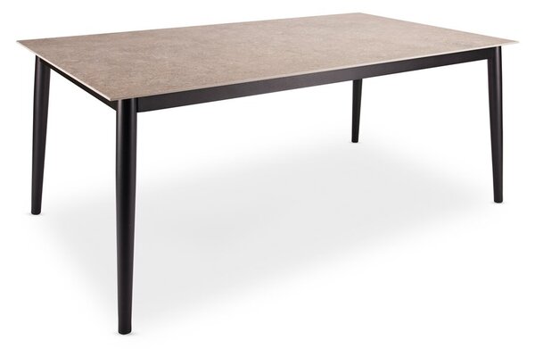 Stern Jídelní stůl Ava, Stern, obdélníkový 180x100x74 cm, rám lakovaný hliník černý (black matt), deska keramika dekor Stone beige