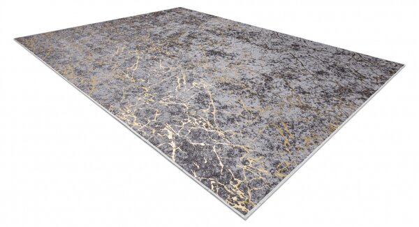 Makro Abra Kusový koberec pratelný MIRO 11111.2103 Mramor protiskluzový tmavě šedý zlatý Rozměr: 80x150 cm