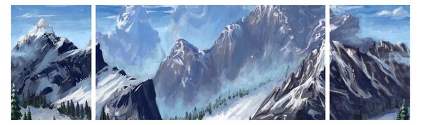 Obraz - Malované hory (170x50 cm)