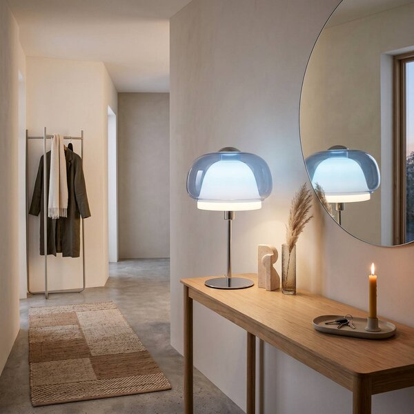EGLO Stolní lampa Belomontejo, modro-průhledná, sklo, E27, Modrá, Obývací pokoj / jídelna, kov, Young lifestyle
