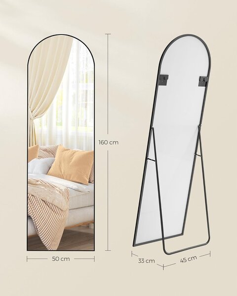 SONGMICS Volně stojící zrcadlo Bleer 160 cm černé III