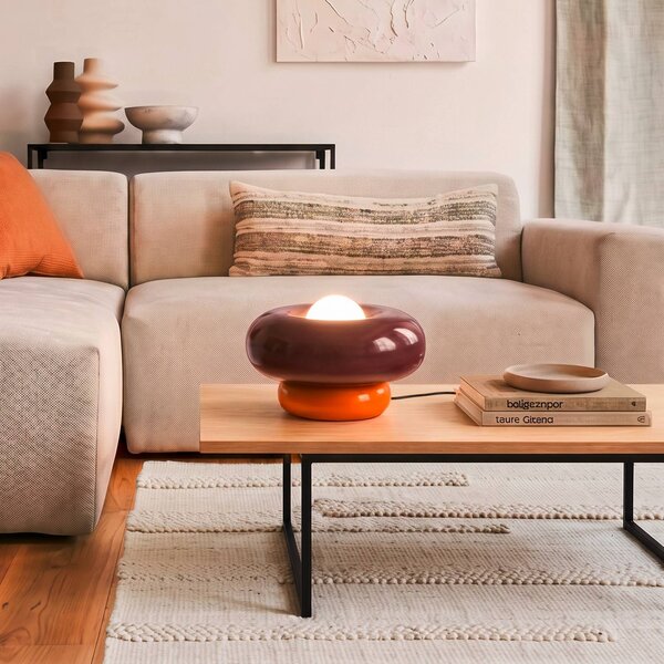 EGLO Stolní lampa Torchiarolo, bordó/oranžová, kov, E27, Červená, Obývací pokoj / jídelna, kov, Moderní