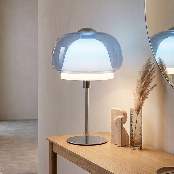 EGLO Stolní lampa Belomontejo, modro-průhledná, sklo, E27, Modrá, Obývací pokoj / jídelna, kov, Young lifestyle