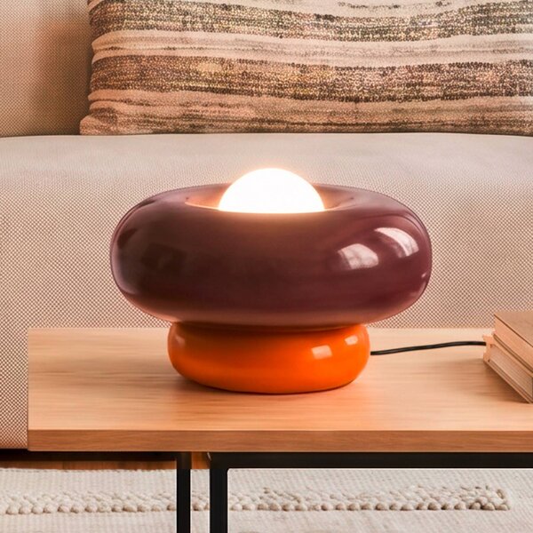 EGLO Stolní lampa Torchiarolo, bordó/oranžová, kov, E27, Červená, Obývací pokoj / jídelna, kov, Moderní