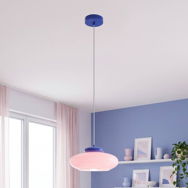 EGLO Závěsné světlo Berardelli oranžová/zelená, plochá, Ø 30 cm, sklo, E27, stmívatelný, Žlutá / oranžová, Obývací pokoj / jídelna, Sklo, Moderní
