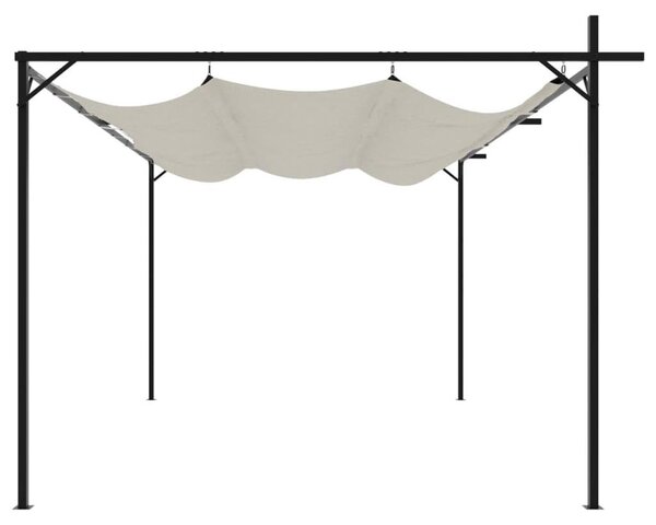 Pergola s posuvnou střechou – barva krémová – rozměry 395 x 292 x 230 cm – střecha z polyesteru